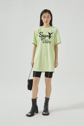 印花撞料造型感针织连衣裙