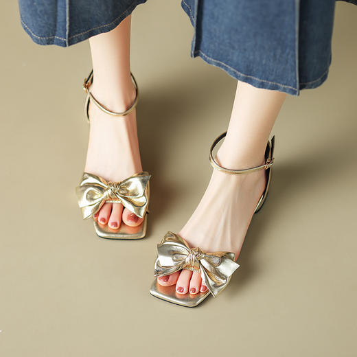 爆款百搭，里外全皮蝴蝶结低跟凉鞋QQJ-JZ-762F 商品图12