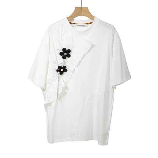 花朵设计感白T 商品图1