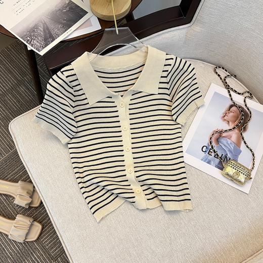 赫本风条纹Polo衫 商品图10