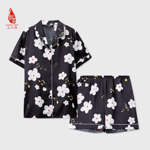 SAINTJOY/上久楷女式黑色印花短袖睡衣套装  JWS21009 商品图8