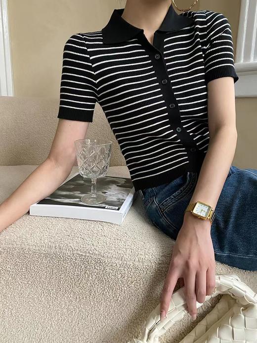 赫本风条纹Polo衫 商品图8