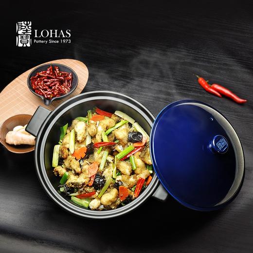 陆宝陶瓷锅砂锅焖饭煲汤锅家用乐彩平底方耳煎炒锅 4L 商品图2