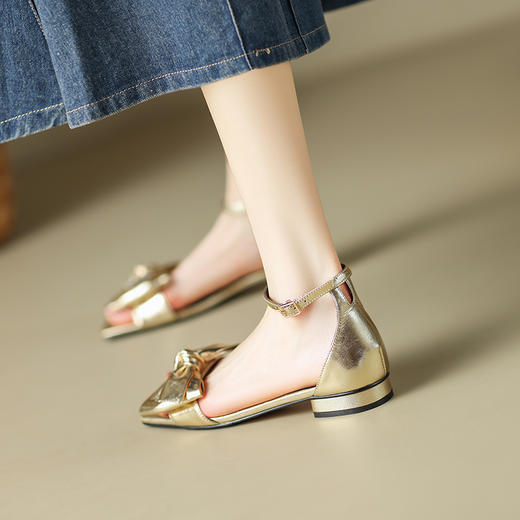 爆款百搭，里外全皮蝴蝶结低跟凉鞋QQJ-JZ-762F 商品图9