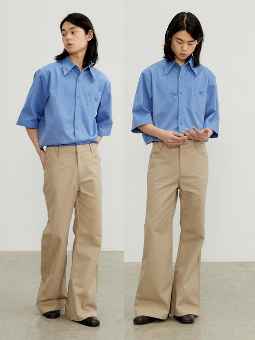 CryingCenter卡其脆面料显瘦喇叭裤复古宇宙腿长百搭裤 商品图1