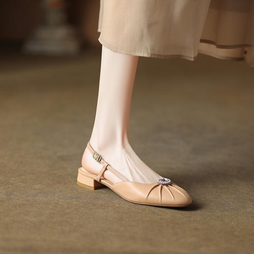 复古轻奢，轻便简约羊皮包头低跟凉鞋QQJ-JZ-788F 商品图6