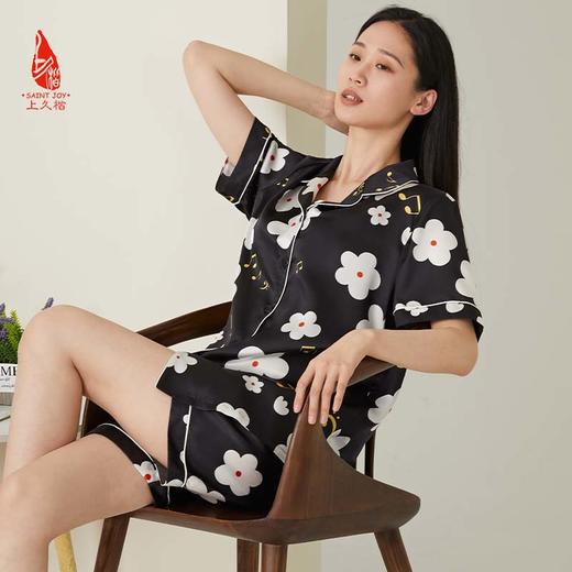 SAINTJOY/上久楷女式黑色印花短袖睡衣套装  JWS21009 商品图2