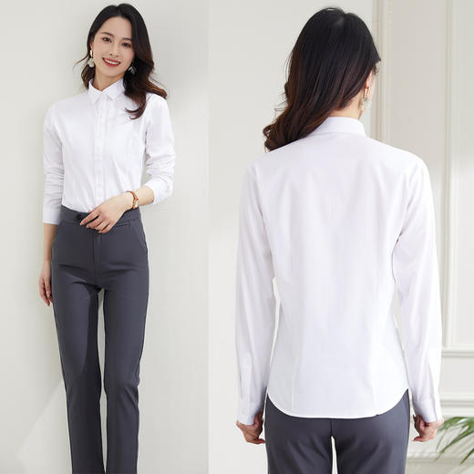 【60棉】罗蒙春秋长袖衬衫女士商务简约通勤干练大方棉质衬衫女 商品图4