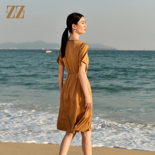 佐尔美夏季新款 经典优雅系腰带桑蚕丝真丝连衣裙女E32LS19 商品图4