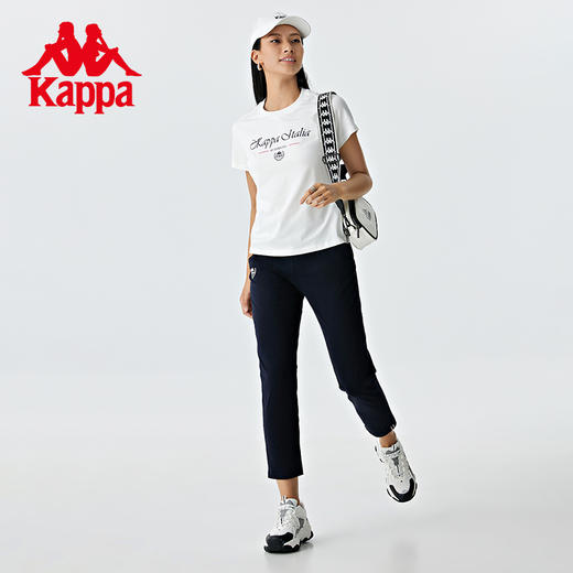 Kappa卡帕九分裤2023新款女黑色锥形裤运动休闲裤显瘦小脚卫裤 商品图3