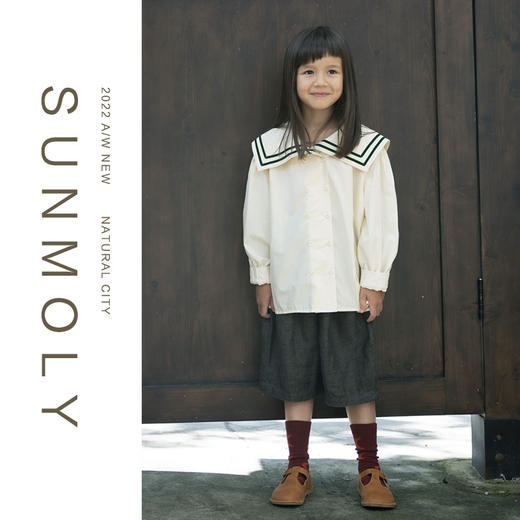 三茉童装/M178/纯棉洋气时髦方领学院风女童衬衫 商品图3