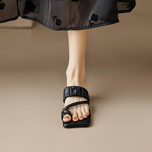 时尚个性，羊皮套趾粗跟凉拖OFSM-OF6771 商品图8