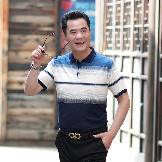 【时尚潮流魅力❗️夏季中年短袖t恤男冰丝宽松polo衫】舒适柔软透气显气质 男爸爸夏装上衣中老年男士衣服父亲节礼物优选粉丝专属七夕男士父亲节礼物新年礼盒年货礼盒 商品图4