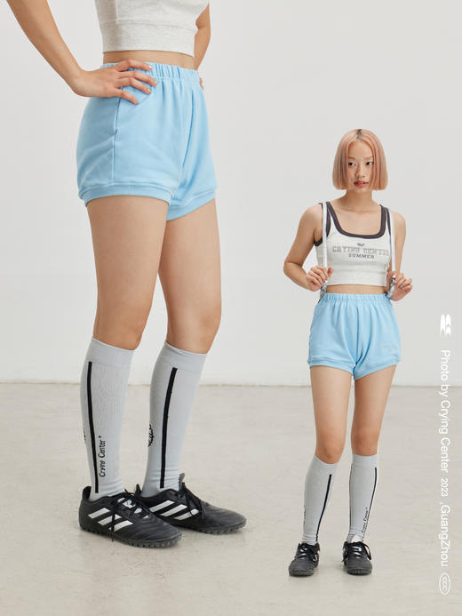 CryingCenter 藏青天蓝复古美式校园热裤运动裤瑜伽短裤 哭喊中心 商品图4