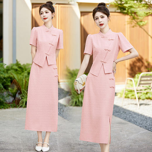 新中式两件套夏新款气质感减龄改良旗袍套装裙 HR-WY888819 商品图4