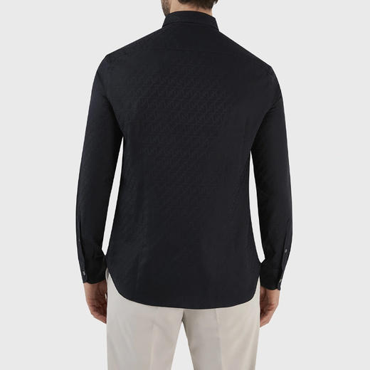 EMPORIO ARMANI 阿玛尼 男士棉质花纹印花长袖衬衫 深蓝色 3R1C86 1K0DZ F9A8 商品图2