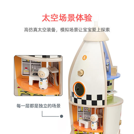 可来赛木制火箭基地早教益智大型多功能方针火箭基地组合过家家男女孩玩具 商品图3