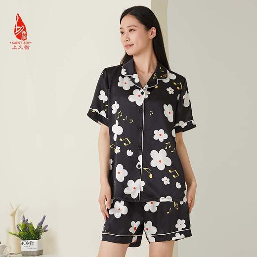 SAINTJOY/上久楷女式黑色印花短袖睡衣套装  JWS21009 商品图3