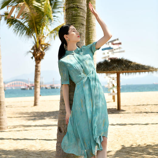 佐尔美夏季新款 气质优雅桑蚕丝真丝连衣裙女E32LS57 商品图2