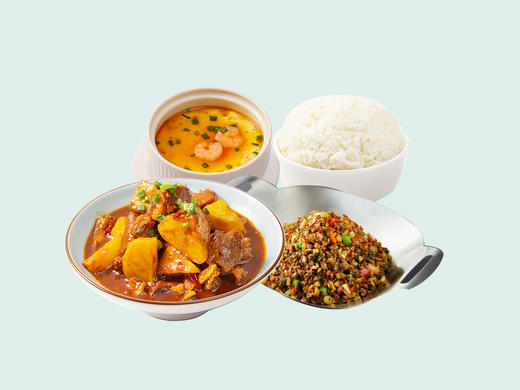 土豆牛腩+同庆一碗香+虾仁蒸蛋+米饭 商品图0