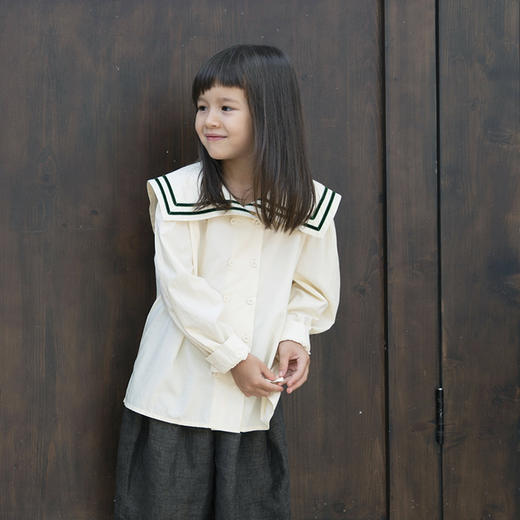 三茉童装/M178/纯棉洋气时髦方领学院风女童衬衫 商品图0