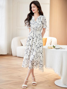 【专属特价】熙世界法式复古碎花连衣裙女2025夏新款高级感穿搭小个子收腰裙子