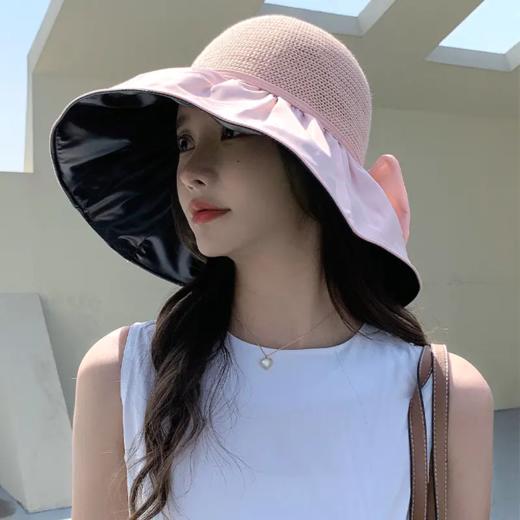【福利】2023升级款遮阳帽 可拆卸蝴蝶结秒变收纳袋 编织镂空更透气 大帽檐遮脸防晒防 送防风绳 商品图3