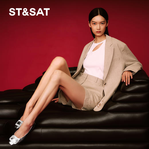 星期六贴膜牛皮革水钻扣单鞋SS31111878 商品图3