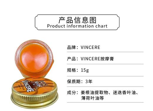 泰国VINCERE老虎膏15g*4 SZQR 商品图1