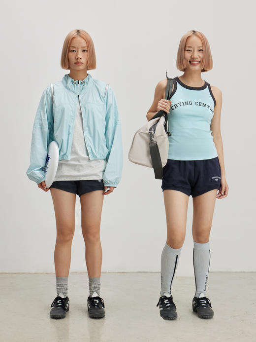 CryingCenter 藏青天蓝复古美式校园热裤运动裤瑜伽短裤 哭喊中心 商品图1