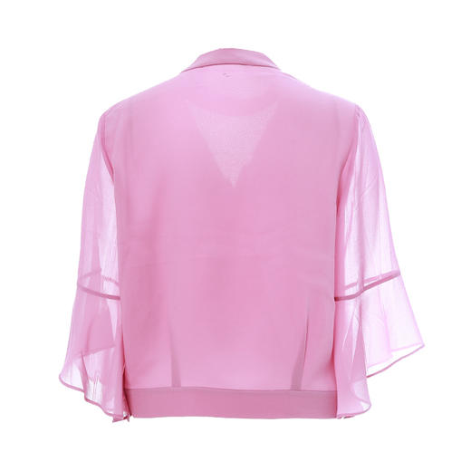 EITIE爱特爱女装夏季V领挂脖镂空时尚喇叭袖雪纺衫小上衣5913610 商品图7