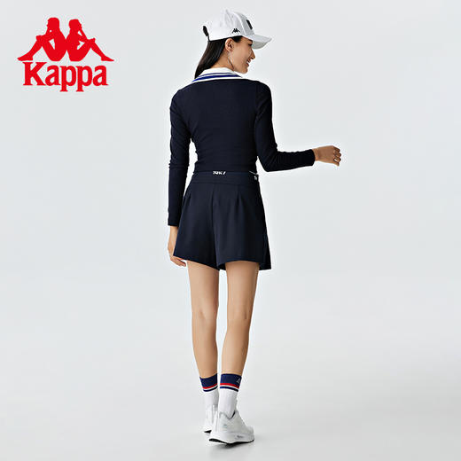 Kappa卡帕复古运动长袖2023新款女短款露脐polo开衫修身外套卫衣 商品图3