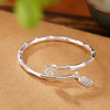 SZ01818 足银轻奢亮面竹报平安开口手镯百搭简约竹节荷花手环 商品缩略图1