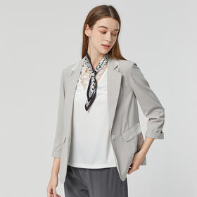 famecoco范可儿七分袖西装外套女夏季新款一粒扣西服职业气质FAB3AW001