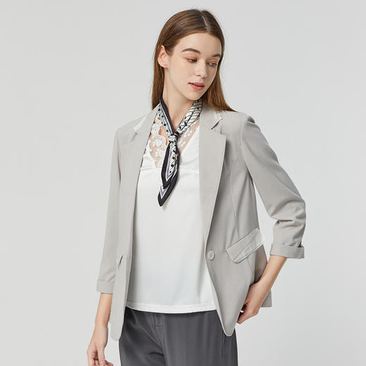 famecoco范可儿七分袖西装外套女夏季新款一粒扣西服职业气质FAB3AW001 商品图0