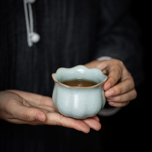 【丰子汝窑】【2019天青高葵杯】茶具茶杯天青汝瓷开片主人杯单杯品茗杯高葵杯 商品图4
