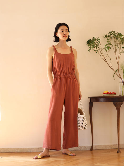 HeyDress亚麻连体休闲裤女夏季减龄设计感背带裤宽松显瘦阔腿裤 商品图3