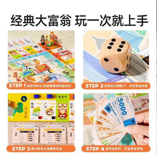 弥鹿（MiDeer）大富翁多人游戏棋六一儿童节礼物61中国儿童成人卡牌桌游豪华版 商品图3