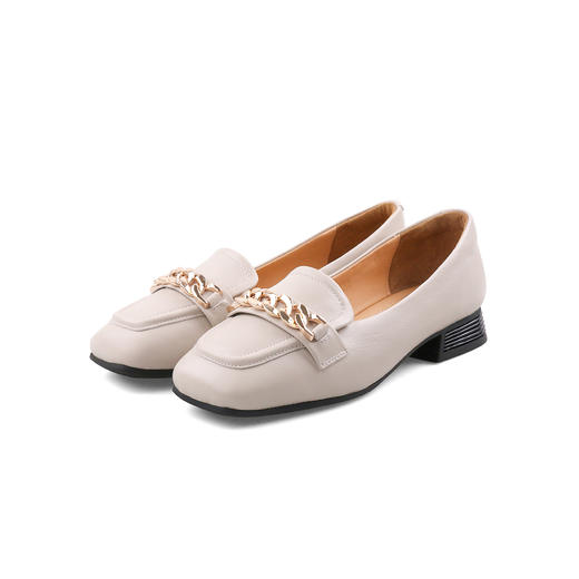 Safiya/索菲娅2023春季新品英伦软皮金属扣休闲低跟浅口通勤单鞋SF31111402 商品图7