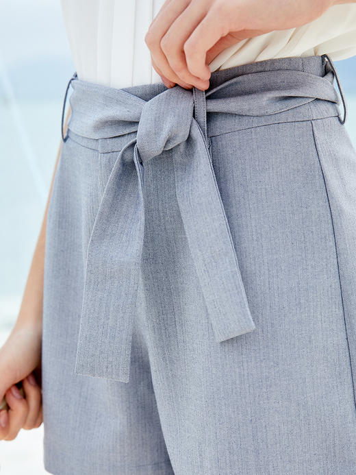 欧芮儿夏装女装阔腿裤女高腰短裤网红垂感系带a字裤子 商品图2