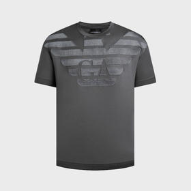 EMPORIO ARMANI 阿玛尼 男士超大老鹰徽标刺绣天丝混纺平纹针织圆领短袖T恤 深灰色 3R1TZ2 1JUVZ 0696