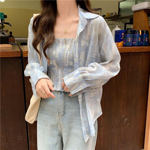 【宛如空气一样轻盈的衬衫！】夏装雪纺防晒衬衣+小吊带两件套 商品图8