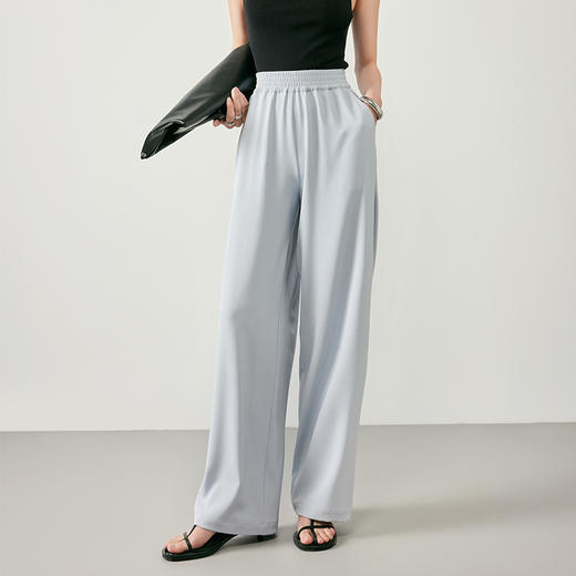 【品牌优选】【合作直发】IN AND ON夏季直筒阔腿裤女薄款高腰垂感显瘦黑色休闲宽松空气裤 商品图3