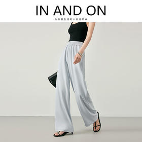 【品牌优选】【合作直发】IN AND ON夏季直筒阔腿裤女薄款高腰垂感显瘦黑色休闲宽松空气裤