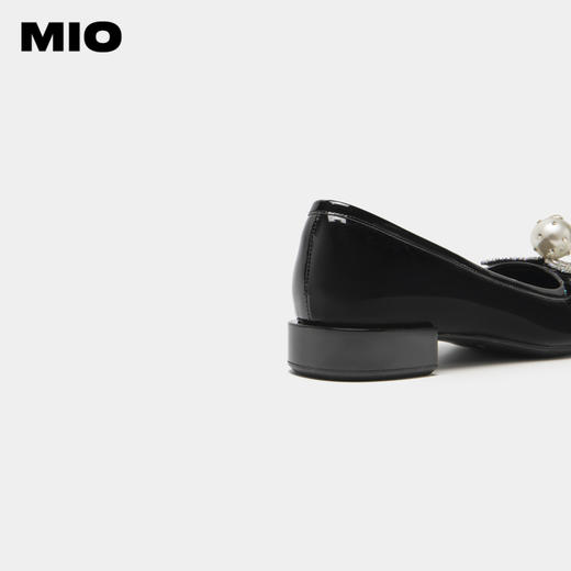 MIO米奥晚晚鞋方头复古千禧粗跟浅口单鞋女真皮一脚蹬女鞋小皮鞋M234413601 商品图4