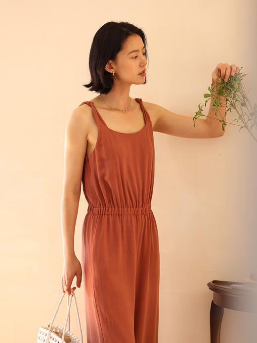 HeyDress亚麻连体休闲裤女夏季减龄设计感背带裤宽松显瘦阔腿裤 商品图0