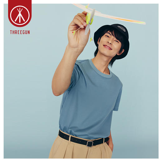 Threegun三枪 【高支水光棉】圆领男士短袖T恤-24123A011 商品图2