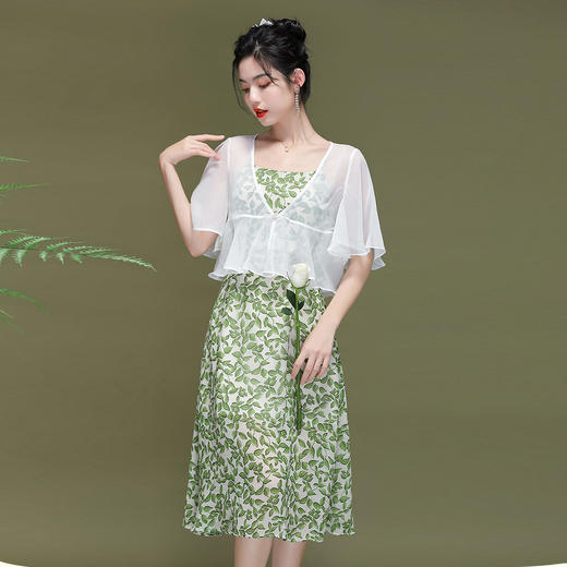 OY-230202薄款女雪纺印花少女碎花睡衣吊带连衣裙230202 商品图8