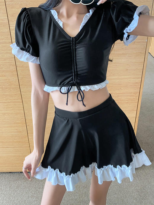 【夏日里，漂亮的泳衣女裙式平角分体两件套上新啦！】保守显瘦，仙女范十足！赶快入手，一起去温泉游泳吧！ 商品图3