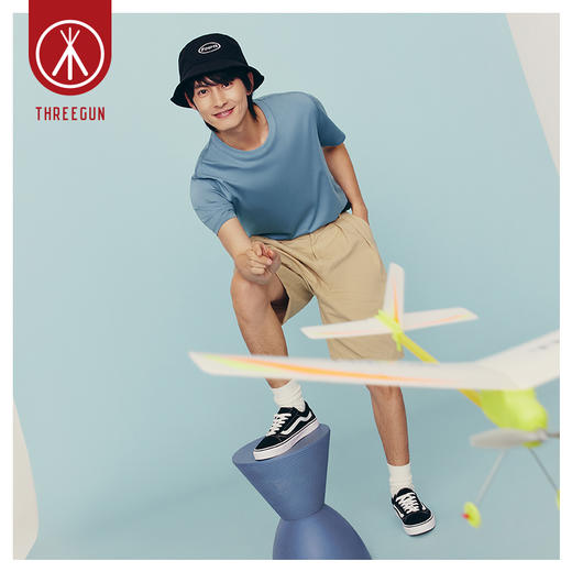 Threegun三枪 【高支水光棉】圆领男士短袖T恤-24123A011 商品图1